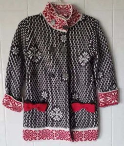 Heirloom Collectibles Little Girls Sz 4 Snap Front Cardigan Sweater Black White - Picture 1 of 5
