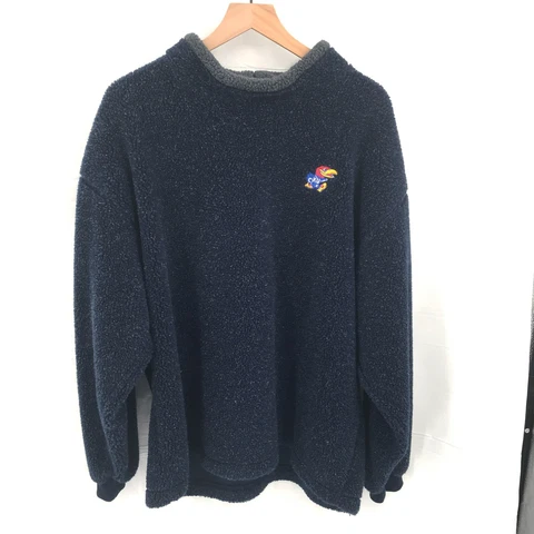 Kansas University KU Jayhawks rollneck pullover deep fleece jacket XL Cover