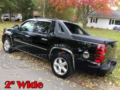 para: 2007-2013 Chevy Avalanche/Suburban/Yukon XL acabamento de para-lama de aço inoxidável lábio 4 peças 2" - Imagem 1 de 4