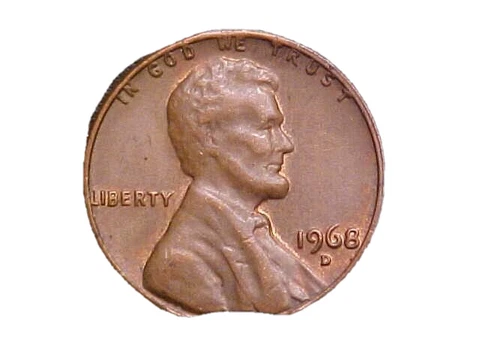 1968-D Lincoln Memorial Cent -Very Nice Clipped Planchet Mint Error!-c3814dxx Cover
