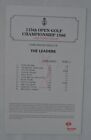 Open Golf Championship Official Third Round Results Leaders Card 1986 Turnberry