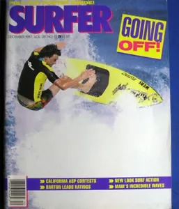 SURFER MAGAZINE-DEC 1987-BARTON LYNCH-G ELKERTON-MAUI-CAL PRO TOUR-POSTER INTACT - Picture 1 of 4