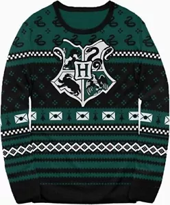 Adult Unisex Harry Potter Movie Slytherin Logo Ugly Christmas Sweater - Picture 1 of 12