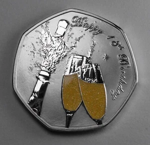 Hervorragende Silbergedenkstätte 18. Geburtstag. Geschenk/Präsent. Farbe/Epoxid/Champagner - Bild 1 von 9