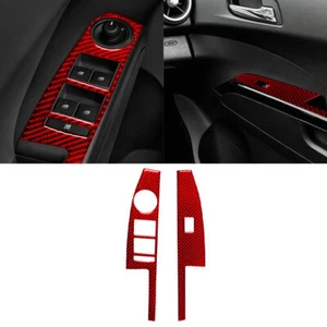 For Chevrolet Sonic Red Carbon Fiber Interior Front Window Contorl Cover Trim - Picture 1 of 12