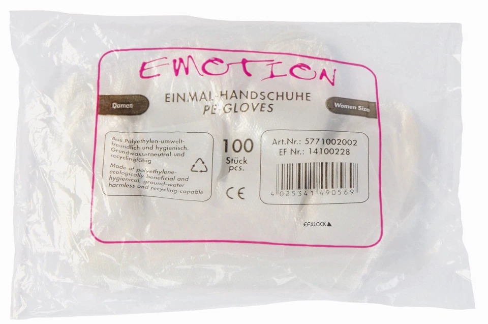 Efalock Einmal Handschuhe Damen 100 Stück PE Einweghandschuhe gehämmert