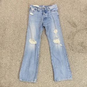 Abercrombie Fitch Jeans Boy’s 16 Blue Baxter Low Slim Boot Cut Button Fly 30x31 - Picture 1 of 9