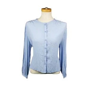 New w/ Tags Habitual Women's Size XL Button Up Blouse Blue Waist Tie Shirt - Picture 1 of 16