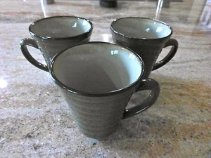 EUC Sango AVOCADO? RARE Set of 3 Mugs Cups Glasses Ribbed Green China - Picture 1 of 1
