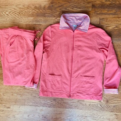 White Stag Pink Coral Cotton Track Suit Jacket and Pants Set Womens Size Large - Image 1 of 4