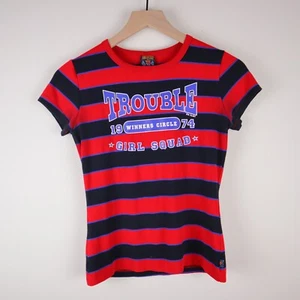 Vintage Y2K Big Flirt Trouble Girl Squad Baby Tee Shirt Small 15.5x21 - Picture 1 of 17