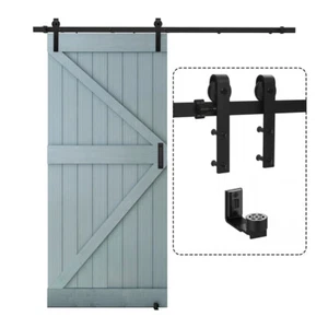 5FT-14FT Sliding Barn Door Hardware Closet Track Kit for Single Door Black - Picture 1 of 157