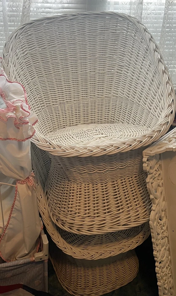 Silla de colección ⭐️WicKer Accent BOHO ⭐️Cubo taza huevo ratán años 70 Foto 1 de 1