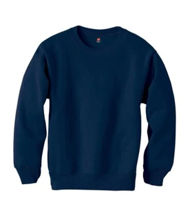 HANES Youth Boys Size L Crew Neck ComfortBlend Sweatshirt Ecosmart • Navy - Picture 1 of 4