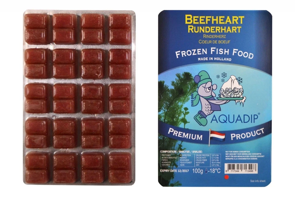 Aquadip Frozen Beef Heart Food 100g Blister Pack Fish Aquarium Discus Feeding