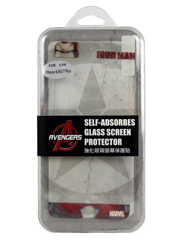 Avengers iPhone 6 6s 7 Plus Glass Screen Protector Iron Man Civil War Marvel New - Imagem 1 de 3