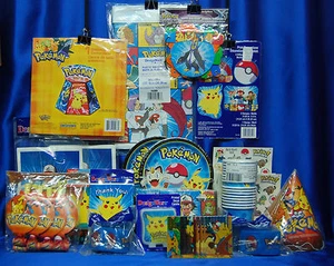 Pokemon Party Set # 24 Cups Plates Napkins Tablecover Invites Pick your Topper - Picture 1 of 9