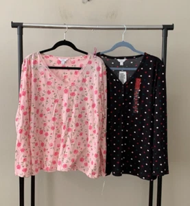 NWT! Lot of 2 Charter Club Sz XL Long Sleeves Cotton Soft Knit Pajama Top Bundle - Picture 1 of 8