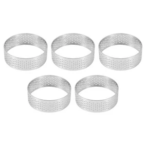5Pcs 6cm Circular Tart Dessert Stainless Steel Perforation Fruit Pie8658 - Picture 1 of 8