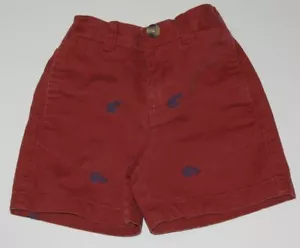 L L BEAN Jungen ziegelrot mit bestickten blauen Ankern Baumwoll-Twill Short Gr. 4T - Bild 1 von 3