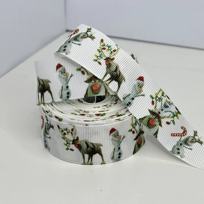 Frozen Olaf Sven Disney Christmas Character Grosgrain Ribbon 1 Yard 25mm (1”) - Image 1 of 2