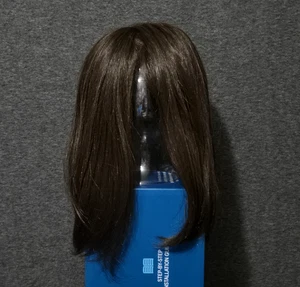 Henry Margu Synthetic Topper Brown Shoulder Length Straight Hairpiece Wig w/ Box - Picture 1 of 13