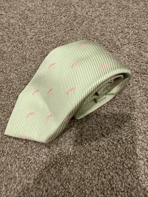 Corbata de golf Peter Millar 100 % seda verde lima rosa estampado L 60" W 3,75" Foto 1 de 4