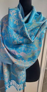 Maya Antonia Pashmina Paisley Schal/Tuch blau/rot/wendebar/ganzjährig - Bild 1 von 24