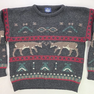 Vintage Woolrich Sweater Mens XL Moose Deer Wool Knit Pullover Outdoors Xmas 90s - Picture 1 of 14
