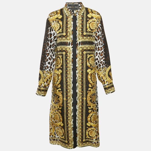 Abito Camicia Versace Tribute Nero Seta Wild Barocco SS 1992 M