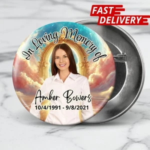 Large 3" Personalized Memorial Pinback Button Tribute, In Memory, Rest In Peace, - Picture 1 of 3