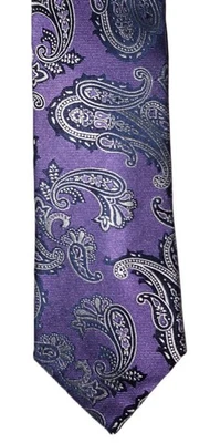 Corbata para hombre hecha a mano 100 % seda púrpura cachemira 60" x 3 1/2" Roundtree Yorke nueva con etiquetas Foto 1 de 4