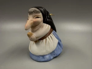 vintage ceramic Kitchen Witch bell Babushka Baba Yaga good luck riding broom - Picture 1 of 9