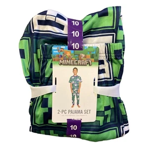 Minecraft Boy's 2 Piece Soft Knit Short Sleeve and Pant Pajama Set (Green, 6) - Picture 1 of 2