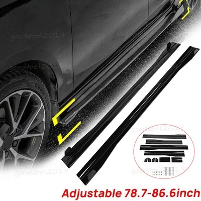 Gloss Black Side Skirts Extension Rocker Panel Splitter Lip For Audi A3 A4 A5 A6 - Image 1 of 4