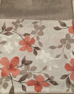 Saturday Knight Coral/Beige Floral Fabric Shower Curtain - Image 1 of 4