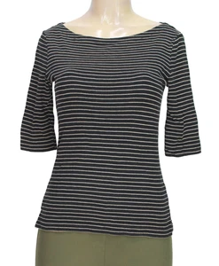 Vintage Jones New York Signature Top Stripes Stretch Black Petite Size PXS - Picture 1 of 5