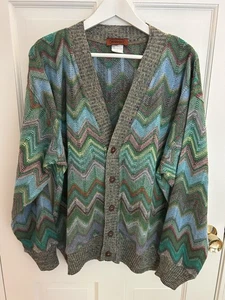 Cardigan maglione uomo grande Y2K Missoni Italia multicolore bottoni vintage anni 90 - Foto 1 di 13
