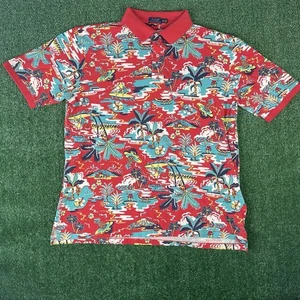 Polo Ralph Lauren Poloshirt 2XL Tall Mehrfarbig Hawaii Blau Pferd AOP Herren - Bild 1 von 9