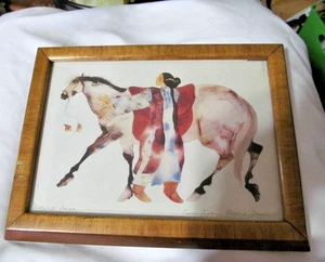 Signed Carol Grigg "Holding Down Windrunner" Watercolor Print 4 1/2 x 6 1/2" - Picture 1 of 5