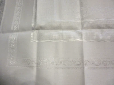 Dohler Crafts White Damask 35" x 35" Square Table Topper fabric for Cross Stitch - Image 1 of 4