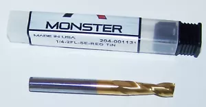 1/4" (.2500) MOLINO FINAL DE CARBURO 2 FLAUTA RECUBIERTO DE ESTAÑO MONSTRUO 204-001131 - Imagen 1 de 2