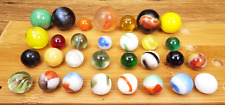 30 ESTATE Vintage GLASS marbles lot RAINBOWS/ SHOOTERS/CATEYES-.53-1.0 INCH VG