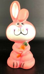 Vintage Easter Rubber Squeaky Toy Easter Unlimited Squeak Pink Bunny Carrot RARE