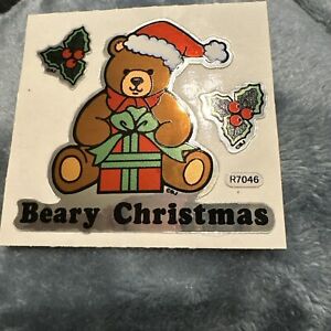 Vintage Stickers BJ Decal Specialties Bears Christmas Bear Mylar