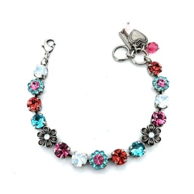 Pulsera Por Mariana Mujer Preciosos Cristales Swarovski Rosa y Aguamarina Foto 1 de 4