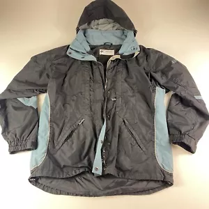Columbia Jacket Mens Large Black Blue Hooded Full Zip Snap Ski READ ZIPPER - Picture 1 of 9