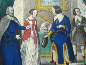 Abelard im Haus von Fulbert Abeilard chez Fulbert alte Farblithographie 1840 88 - Picture 1 of 4
