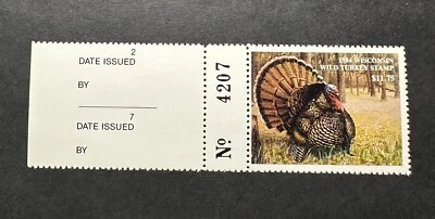 WTDstamps - 1984 WISCONSIN - State Turkey Upland Bird Stamp - MNH **Agent Tab** - Image 1 of 2