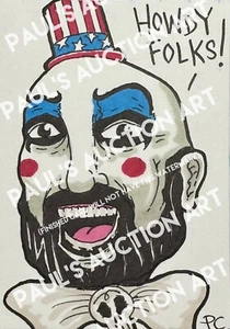 Pauls Auction Art Card Print CAPT SPAULDING Rob Zombie House 1000 Corpses Signed - Picture 1 of 2